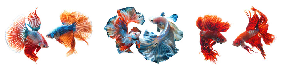 Sticker - Colorful betta fish png cut out element set