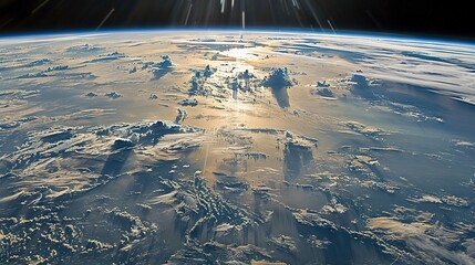 Sticker -   The sun brightly shines on Earth's horizon, viewed from the International Space Station