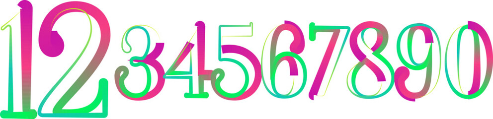 Leinwandbilder - Vector set of numbers, set numbers, gradient numbers