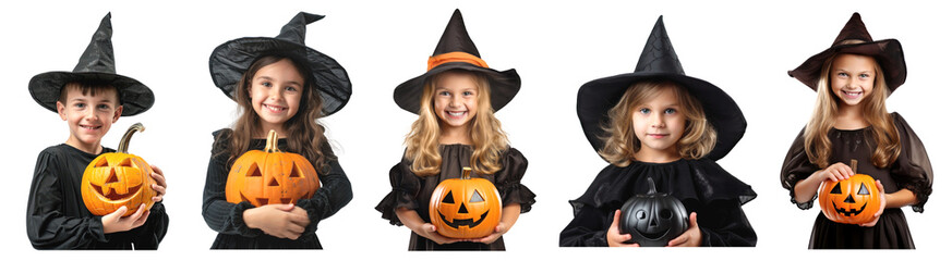 Poster - Kid halloween costume png cut out element set