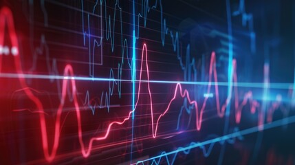 Poster - Abstract Neon Stock Market Data Visualization