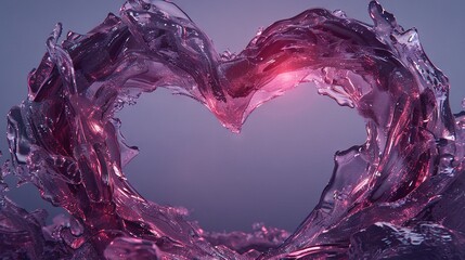 Wall Mural -   A close-up photo of a heart-shaped ice sculpture with a red spotlight highlighting it