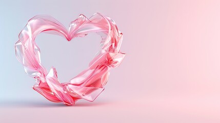 Wall Mural -  Heart-shaped object on a light blue background amidst lighter pink surroundings