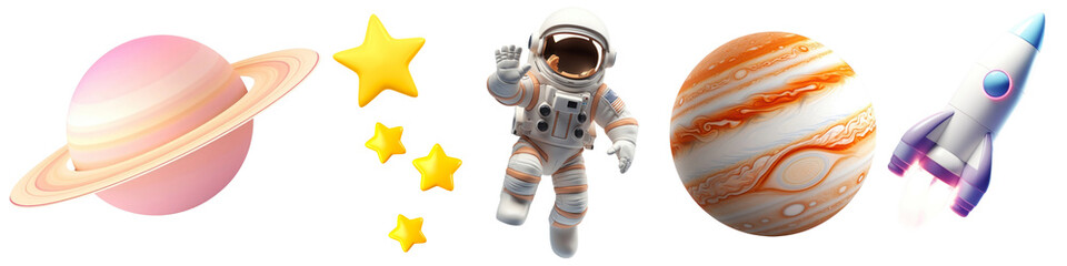 3d galaxy png cut out element set