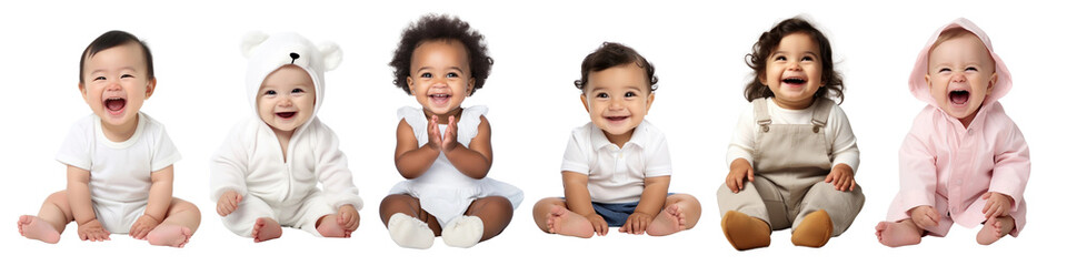 Poster - Diverse cute baby png cut out element set