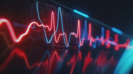 Poster - Abstract Data Visualization with Red and Blue Lines