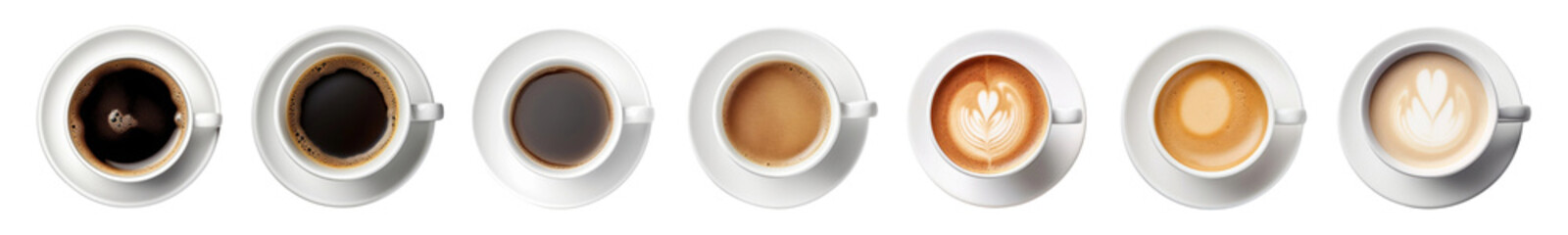 Coffee top view png cut out element set