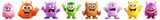 3D cute monster png cut out element set