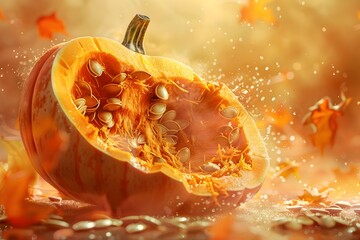 Wall Mural - pumpkin in a glass