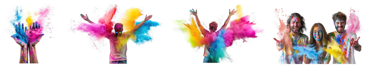 Wall Mural - Holi paint splash png cut out element set