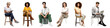 © Rawpixel.com - Diverse people sitting png cut out element set
