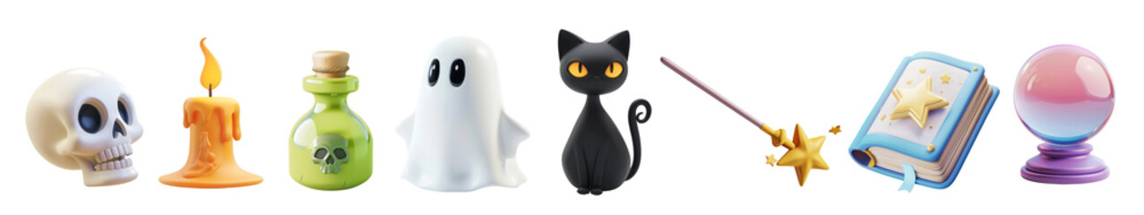 Wall Mural - cute 3d halloween png cut out element set