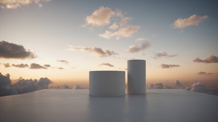 Poster - Two White Cylindrical Objects on Table