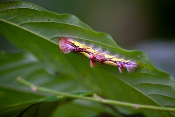 Sticker - caterpillar of a Menelaus blue morpho, Morpho menelaus