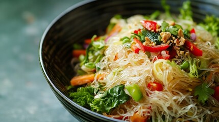 Wall Mural - Glass noodles salad, food photogrpahy, 16:9