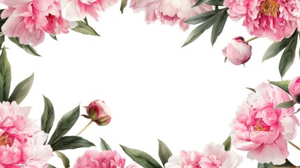 Wall Mural - Pink Peony Floral Frame