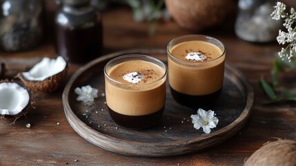 Canvas Print - vietnamese coconut espresso, decadent twist on vietnamese coffee espresso shots blended with silky coconut milk for a rich and smooth flavor profile