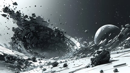Wall Mural -   Sci-fi, a genre that explores imaginative concepts such as time travel and intergalactic journey, is often associated with advanced technology and futuristic settings It can encompass various