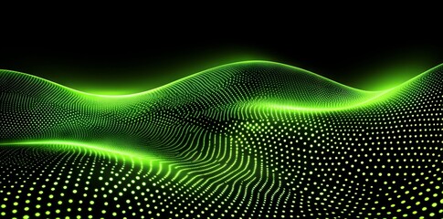 Poster - Stock photo - gradient dots and wavy lines on green abstract background