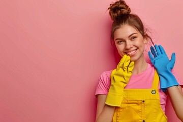 Wall Mural - housewife with cleaning tools