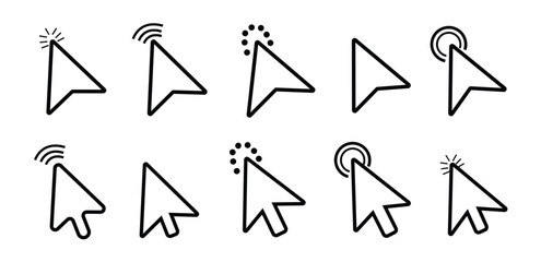 Poster - Click icon set. click cursor arrow icons set. pointer arrow icon. Computer mouse click  cursor arrow collection. cursor icon. vector.
