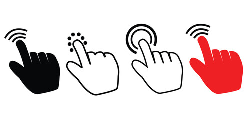 Poster - Hand cursor icon set. hand click pointer. Clicking finger icon. Computer mouse click set. click icon vector.