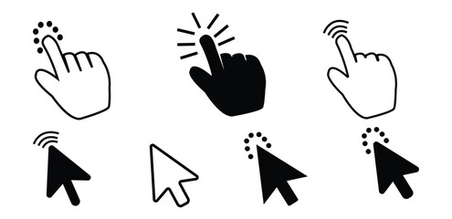 Poster - Click icon set. Hand cursors icons. cursor icon. pointer arrow icon. Clicking cursor icon. mouse click cursor designs vector.