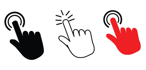 Poster - Hand cursor icon set. hand click pointer. Clicking finger icon. Computer mouse click set. click icon vector.