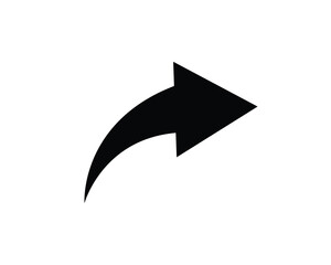 Poster - black curved arrow vector. curved arrows. arrow sign. curved arrow pointing right. flat style black 
