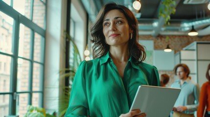 Wall Mural - the businesswoman with tablet