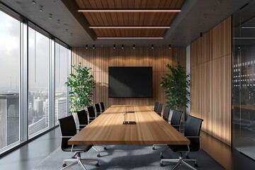 Modern empty blank interior office room for work, Mockup Frame-Minimalistic concrete coworking office