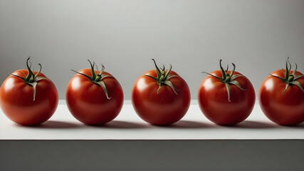 Wall Mural - Ripe tomatoes in a row stylish illustration dark background.