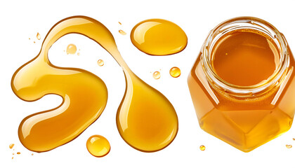 Wall Mural - set honey spill drip isolated 