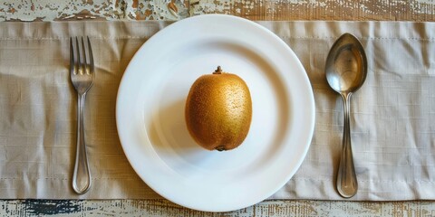 Canvas Print - Golden kiwi on a white plate