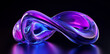 © PhotoArtHub - Fluid abstract shape with purple and blue gradient on dark background. 3D digital art illustration.