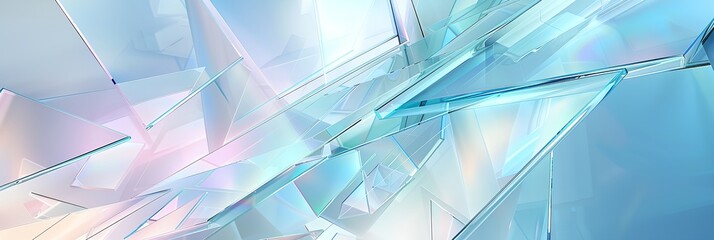 Poster - A blue and pink background with a lot of broken glass. The image is abstract and has a sense of chaos and destruction