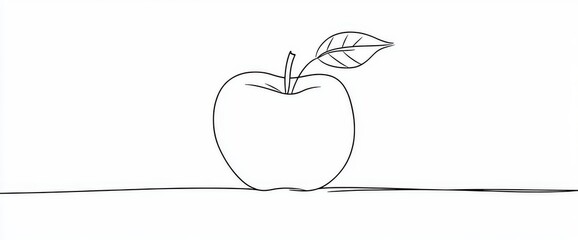 Modern line art illustration of an apple in continuous single lines