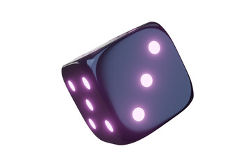 Fototapete - Casino gambling game dice. Iridescent dice with neon colors. Purple dice. 3d render