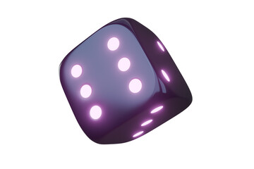 Fototapete - Casino gambling game dice. Iridescent dice with neon colors. Purple dice. 3d render