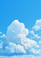 Wall Mural - blue sky with white clouds in simple vector illustration style, clear background