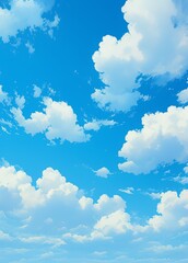 Wall Mural - blue sky with white clouds in simple vector illustration style, clear background