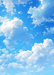 Wall Mural - blue sky with white clouds in simple vector illustration style, clear background