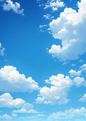 Wall Mural - blue sky with white clouds in simple vector illustration style, clear background