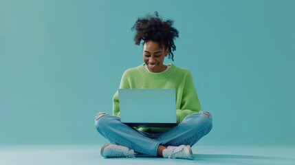 Wall Mural - The woman with laptop