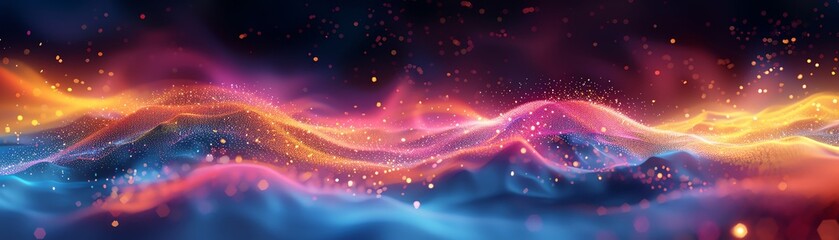 Poster - captivating vector illustration presenting the side view of galaxy clusters, with a modern twist and
