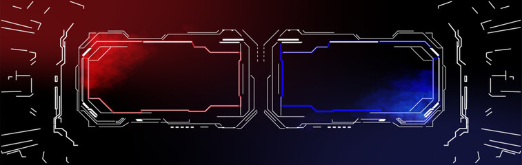 Poster - Futuristic Digital Background With Red and Blue Elements for Technology Themes and Designs