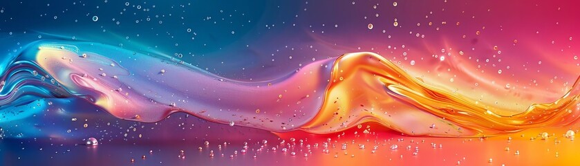 Poster - abstract fluid wave with vibrant colors and soft lighting, creating a beautiful mix of blue, purple,