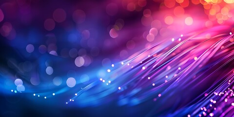 Fototapete - A colorful, abstract background with purple and blue swirls. The background is filled with small, bright dots that create a sense of movement and energy. Scene is vibrant and dynamic, with the colors