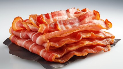 Poster - Close view of bacon, front view from above, studio lighting, isolated white background.