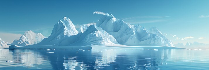 Wall Mural - a large ice mountain is reflected in the water. the sky is clear and blue. the scene is peaceful and